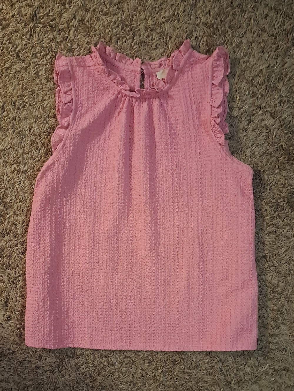 LOFT Size S Rose Pink Crinkle Textured Ruffle Blouse - Picture 4 of 10